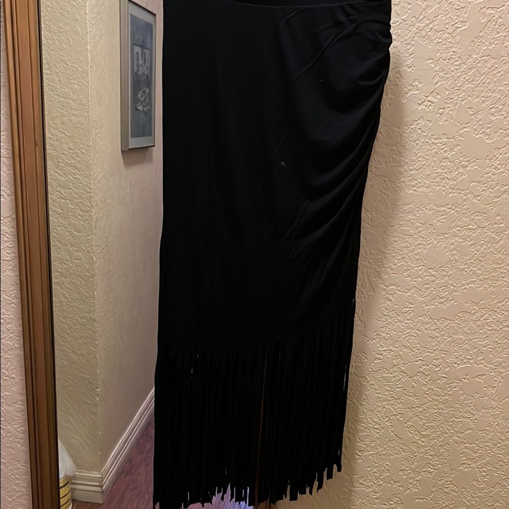 Elegant Black Fringe Skirt